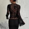 New Women's Fashionable Chiffon Blouse with Street Style, Sexy, See-through, Fitted and Frilled Hem Wide-sleeved Top