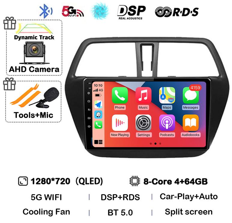 Android 14 Carplay WIFI 4G For Suzuki S-Cross SX4 2014 2015 2016 2017 Auto Car Radio GPS Multimedia Player Stereo Head Unit DSP