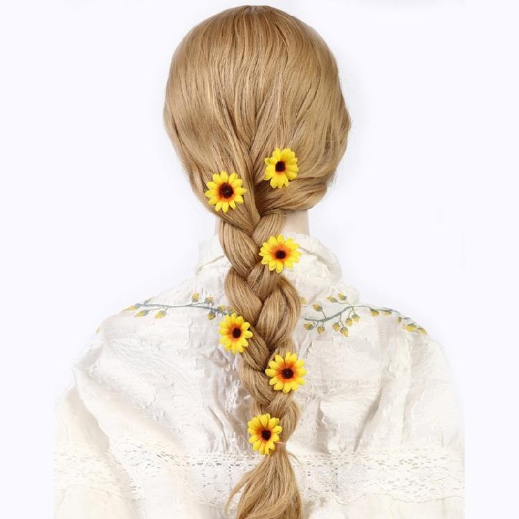 6PCS Sunflower Hairpin for Female Bright Color Daily Flower Hair Clip Barrettes Sidebangs Clip for Women Girl Hairstyle