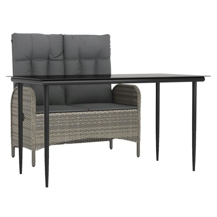 VidaXL Garden Dining Furniture and Cushions 2 Pcs Grey Rattan 3203501
