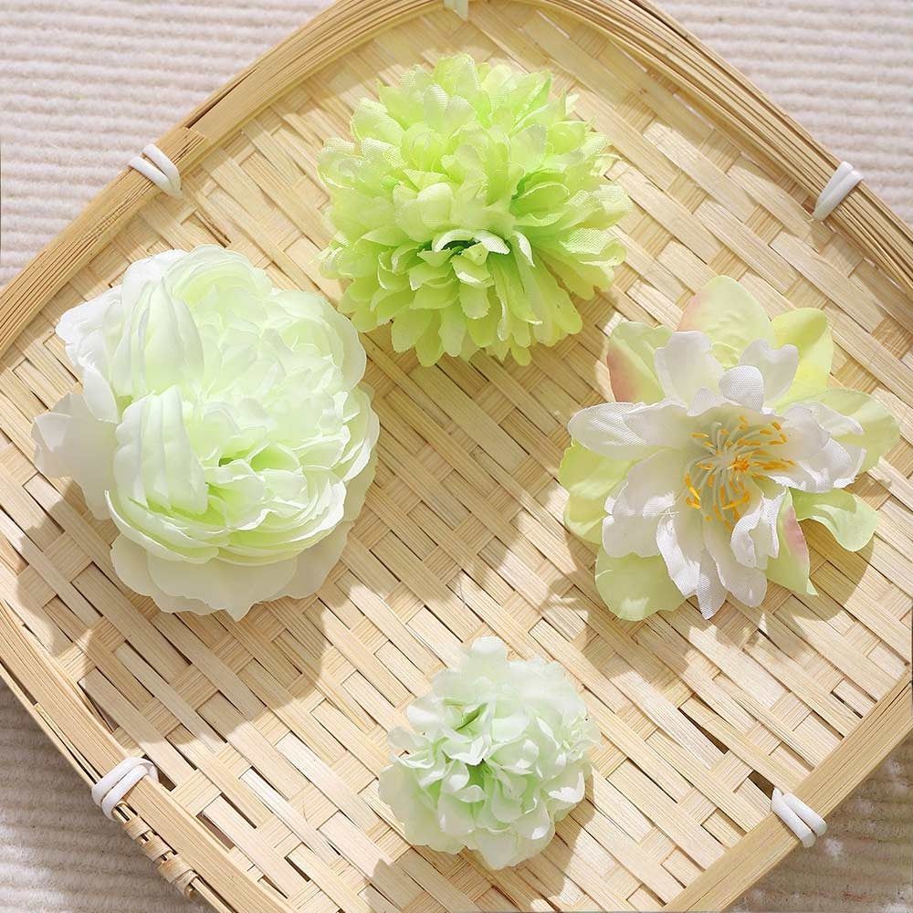 20 Stück Kreative Mehrfarbige Künstliche Blumenköpfe Seiden-Kopfschmuck Seiden-Pfingstrosen-Blumen-Ornament Hochzeits-Simulationsblumen-Geschenk