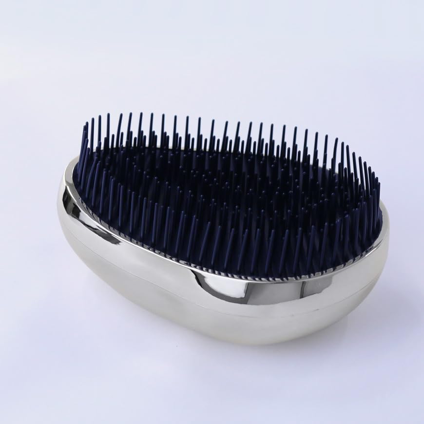 LRiLLER UOVO Egg Hair Brush, Comb, Hairbrush, Care, Cosmetics, Beauty, Egg-Shaped (Light Silver)