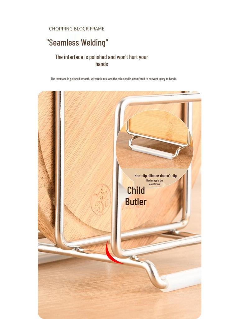 304 Stainless Steel Double-Slot Cutting Board and Pot Lid Rack - 6MM Thickened Shelf for Kitchen Storage