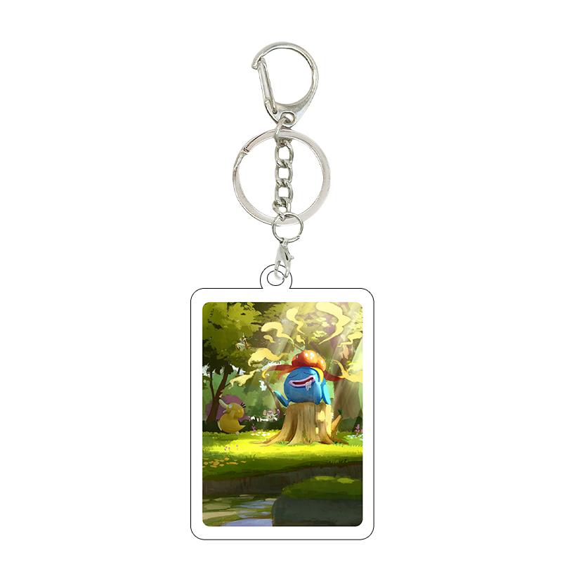 Anime Cartoon Gengar Psyduck Mew Bulbasaur Anime Game Characters Acrylic Pendant PKM Ptcg Decor Key Chain Ring for Fans Gifts