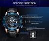 Megir Chronograph Sport Watch Men Leather Strap Creative Quartz Watches Clock Men Military Wristwatch