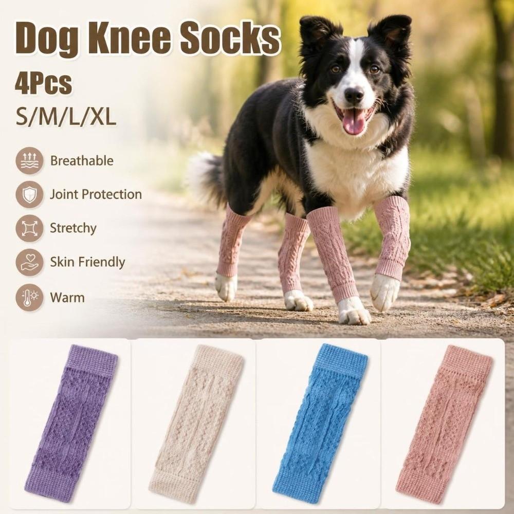 4Pcs Stretchy Dog Elbow Cover Breathable Dog Knee Socks Pet Supplies Dog Leg Sleeves for Dogs Cats