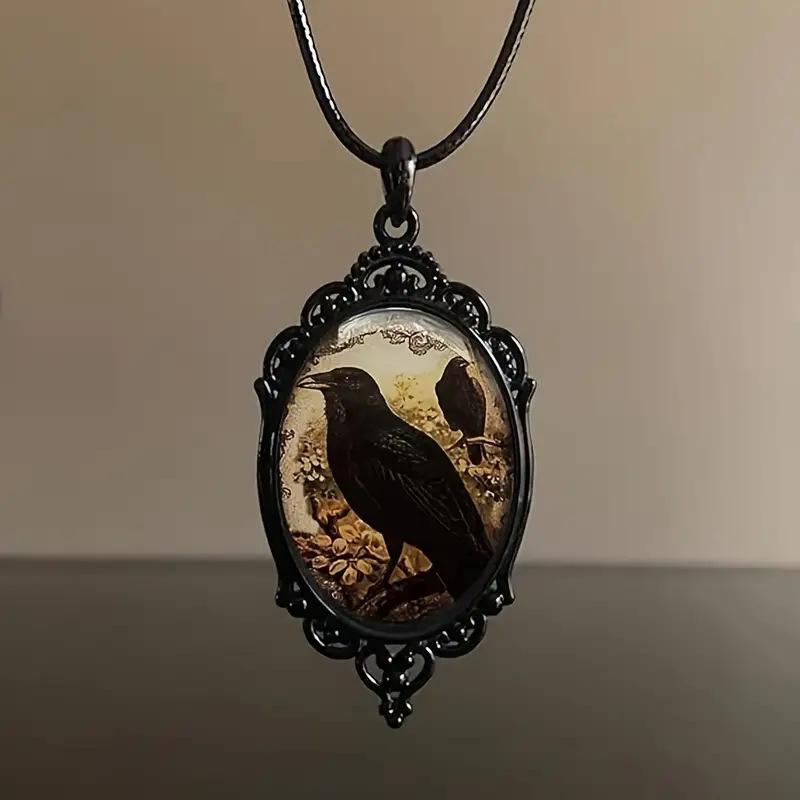 Vintage Oval Glass Alloy Pendant Necklace Jewelry