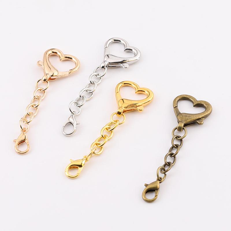 10Pcs Unique Alloy Heart Keyring Pendant Heart Shaped Clasp For Diy Projects