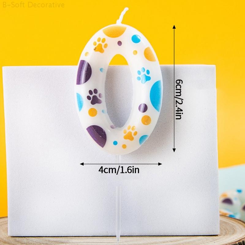 Blue Dog Paw Print Birthday Candles 0-9 Digital Candle Numeral Cupcake Topper Decorations for Pets Kids Birthday Party Supplies