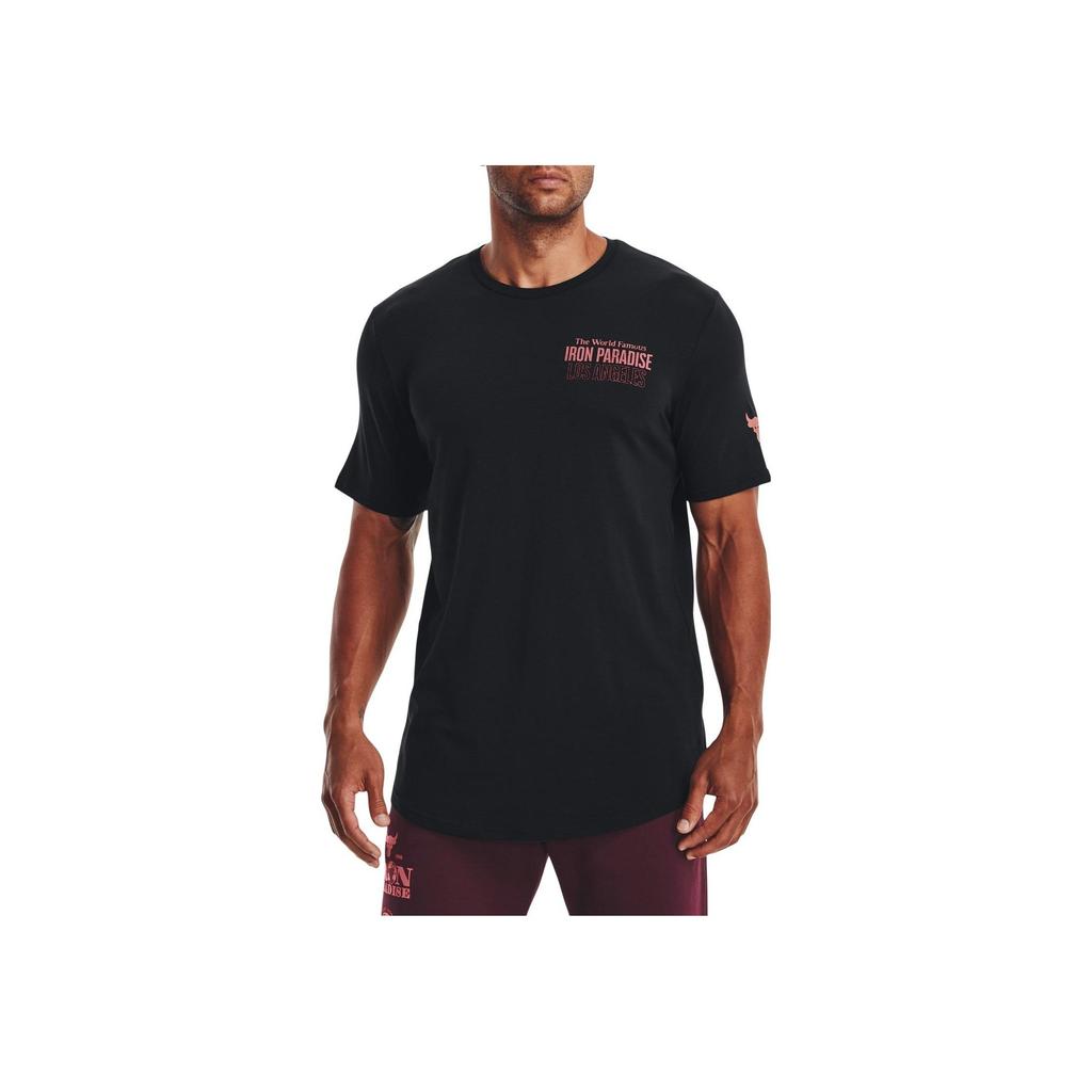 Under Armour Letter Print Crew Neck Sports Retro T-Shirt Men Tops Black 1374845-001