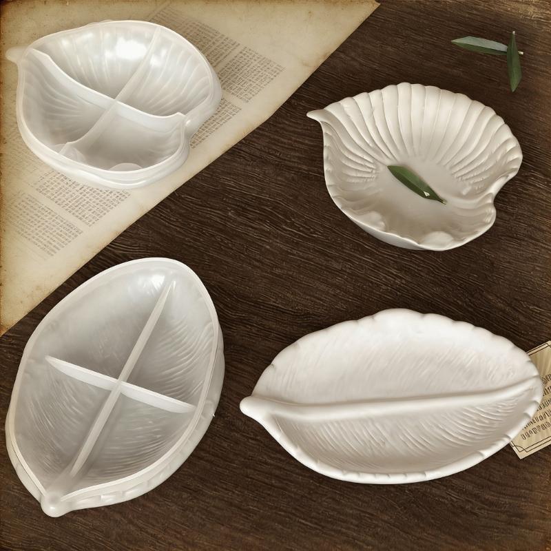Silicone Leaf Shaped Plate Mold Epoxy Mould for Unique Decorative and Functional Tray Heat Resistant Jewelry Mould