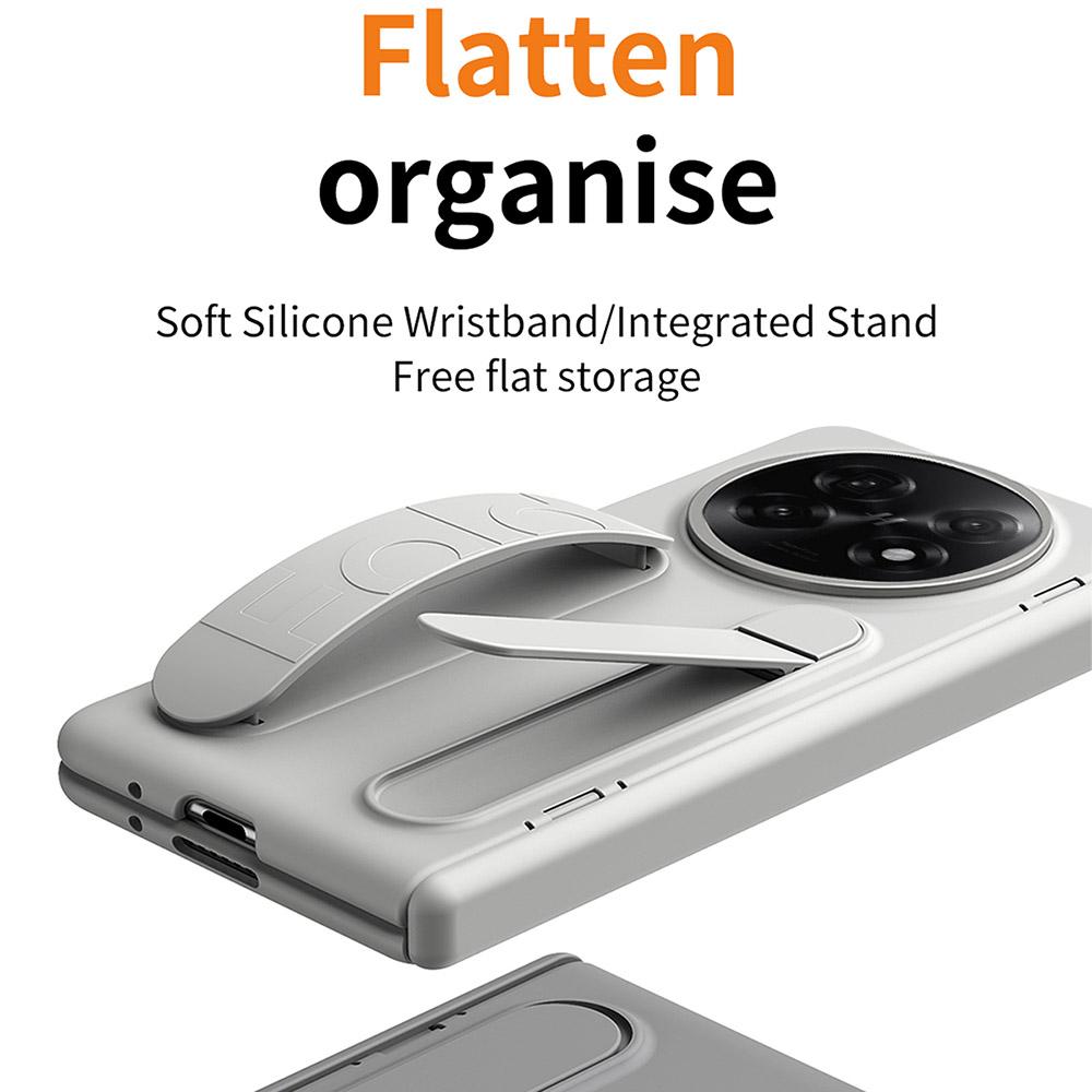 For Oppo Find N5 5G Case Kickstand Wristband PC Phone Cover with Tempered Glass Film