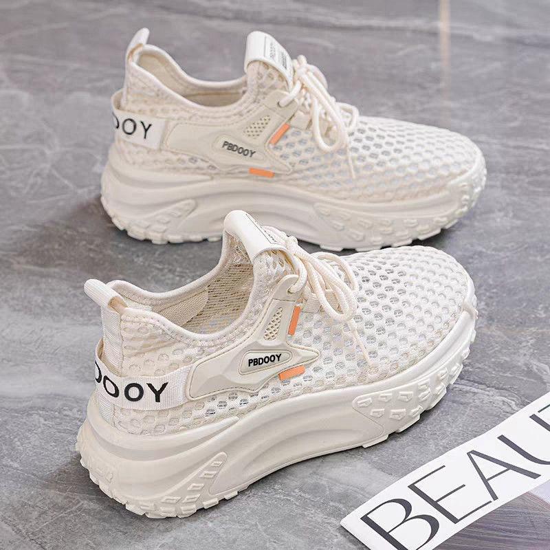 Summer women's shoes new breathable hollow mesh shoes children's versatile platform sports shoes casual dad shoes