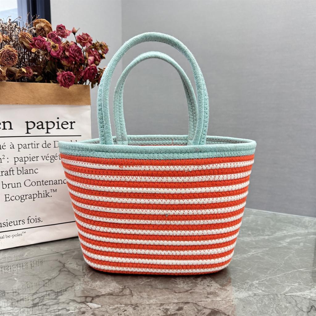 Outdoor Cotton Rope Dachshund Woven Bag Bucket Tote Bag Large Capacity Household Woven Shoulder Gift Basket Bag
