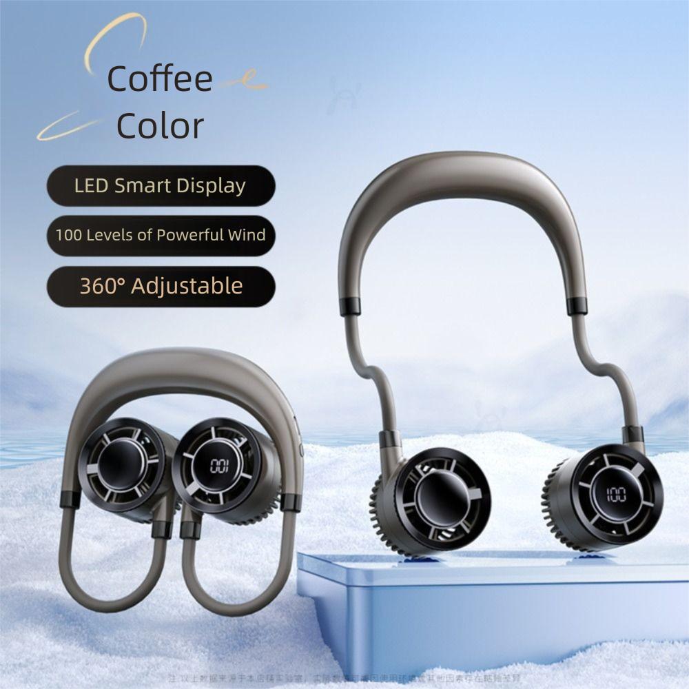360° Bendable Hanging Neck Fan 4 Speeds Adjustable Wearable Neckband Fan Neck Belt Cooler Gym