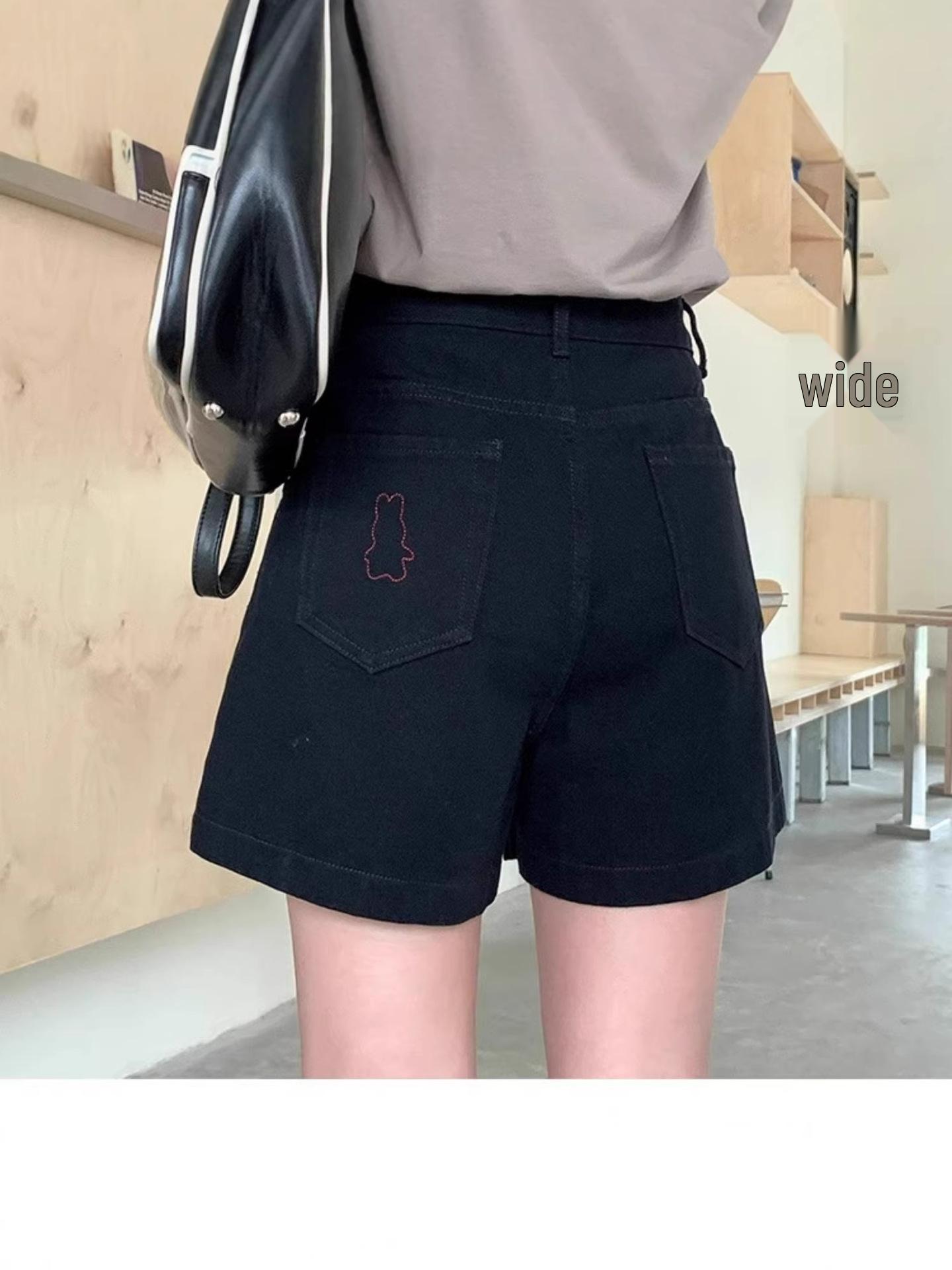 

Plus Size Women s High-Waisted Black Denim A-Line Shorts for Pear-Shaped Figures L чёрный