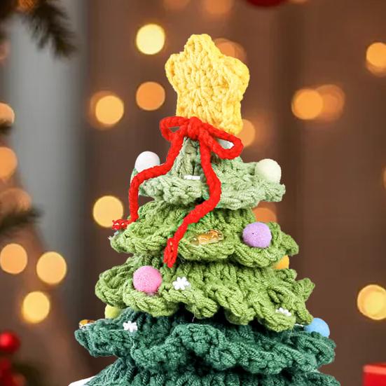 Christmas Ornament Handmade Mini Tree Star Tree Top 7 Layers Wooden Base Xmas Tree