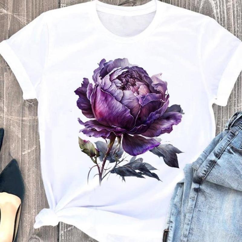 Love Flower Printing Speed European and American Clothing Shirt Short Sleeve T-shirt Tops Graphic Tshirts Oversized T Shirt
