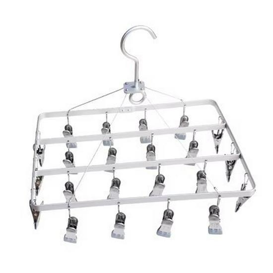 Aluminum Alloy Sock and Underwear Drying Rack with Clips for Balcony Hanging