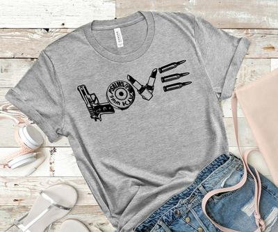 Gun Love T-Shirt Pistolen-Shirt Gewehr 2. Zusatzartikel Shirt Mädchen und Waffen Shirt