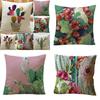 Luxurious Tropical Flower Cactus Linen Cushion Cover For Chic Home Decor