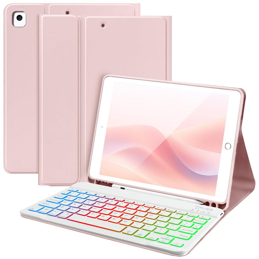 

RGB-1029D Bluetooth-compatible Keyboard Case for iPad 10.2 (2021)/(2020)/(2019)/iPad Air 10.5 inch (2019)/Pro 10.5-inch (2017) Leather Cover Pink