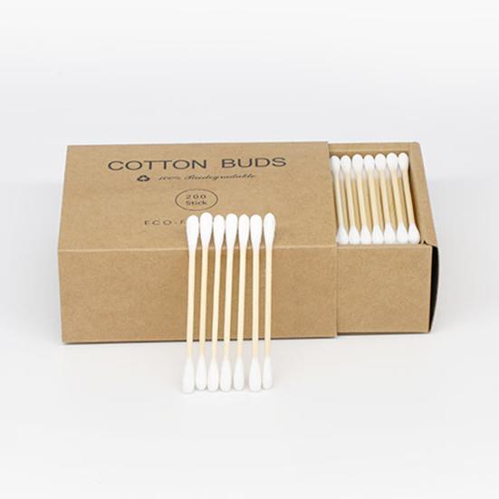1 Box Cotton Swab No Lint Loss Disposable Double Head Design Soft Cleaning Colorful Round Pointed Head Makeup Swab Home Supply
