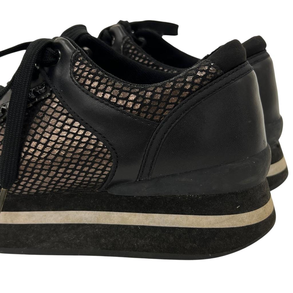 ARMANI JEANS sneakers black Women JP23 EU36 US5 Mesh pattern, thick sole used