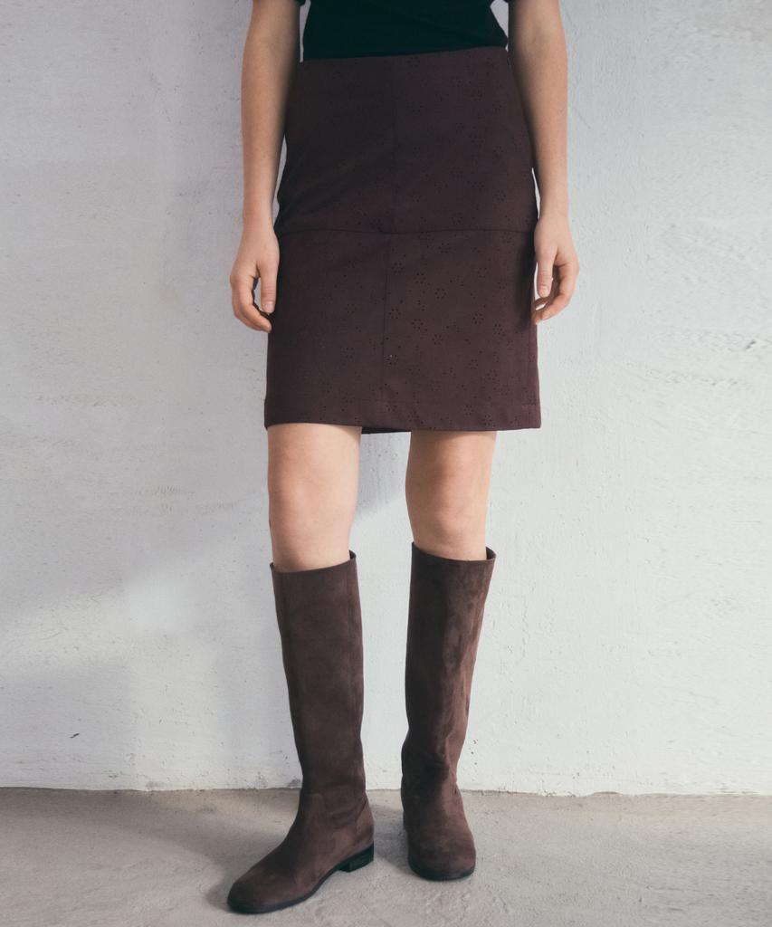 Aueonoseuteljia Punch Fake Suede Midi Skirt_Brown(O25-Sk19)
