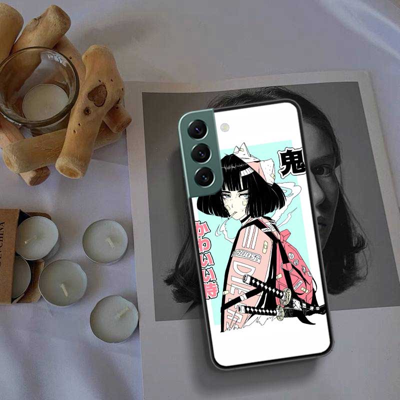 Vaporwave Glitch Anime Phone Case For Samsung Galaxy A12 A22 A32 A42 A52 A72 A54 A34 A24 A14 A73 A53 A33 A23 A13 5G F52 F62 Cove