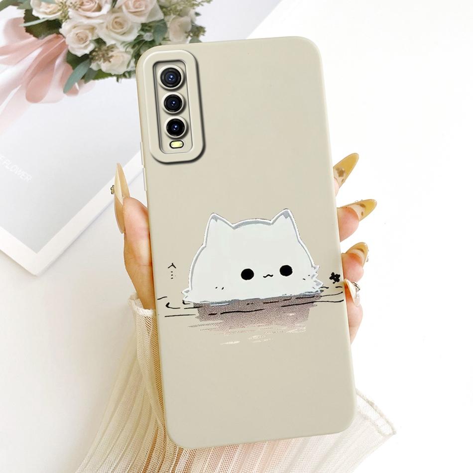 For Vivo Y70s Y70t V2002A Cute Cat Flower Phone Case For Vivo Y70S Y70T 5G Shockproof Soft Silicone Covers Bumpers
