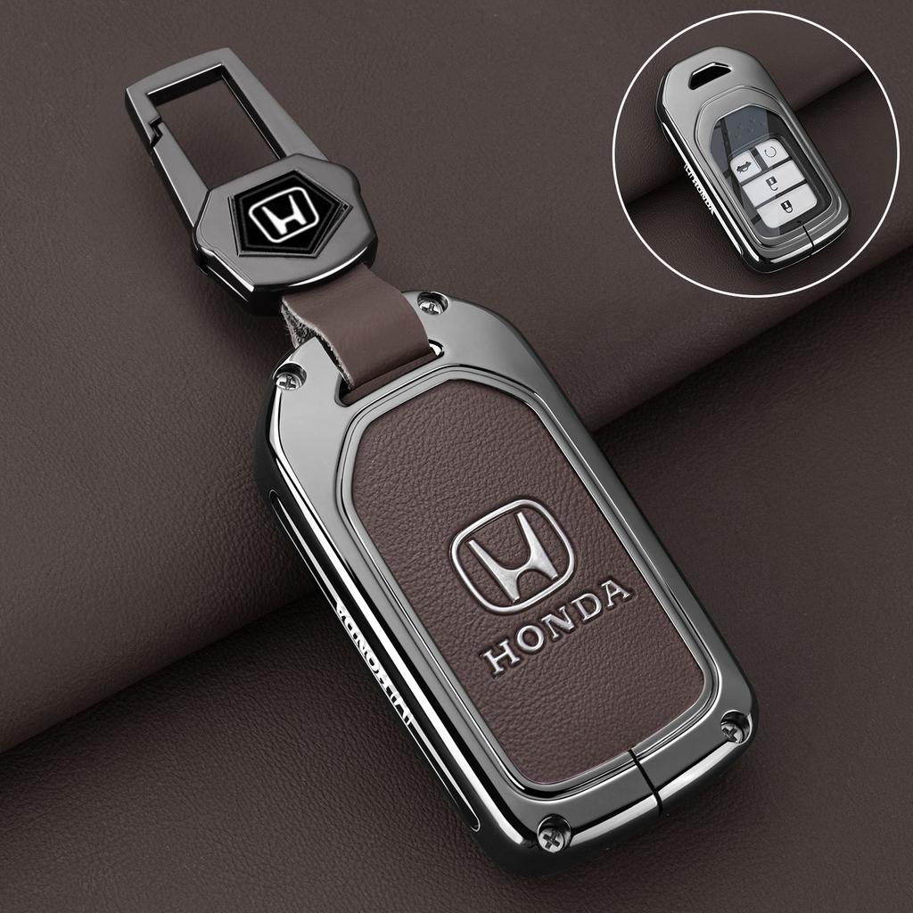 Alloy Leather Car Key Case Fob Cover Shell for Honda 2017 2018 19CRV Pilot Accord Civic Jazz Jade Fit HR-V Freed Accessories