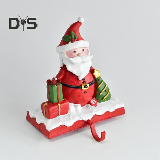 Christmas Stocking Holder Resin Snowman Santa Claus Xmas Decor Holiday Home Party Decoration for Indoor Counter Window Fireplace