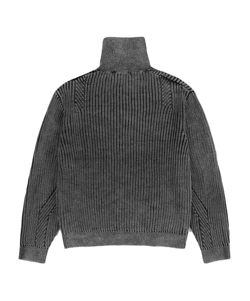 Draw Fit Oblique High-Neck Knit Zip-Up Trucker [D.Grey]