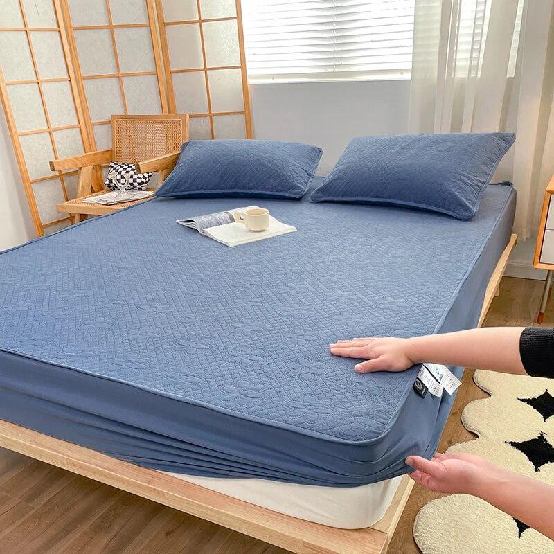 Raw Cotton Waterproof Quilted Fitted Sheet160x200,Single-Piece Mattress Protector Cover,Class A Maternal Child Grade