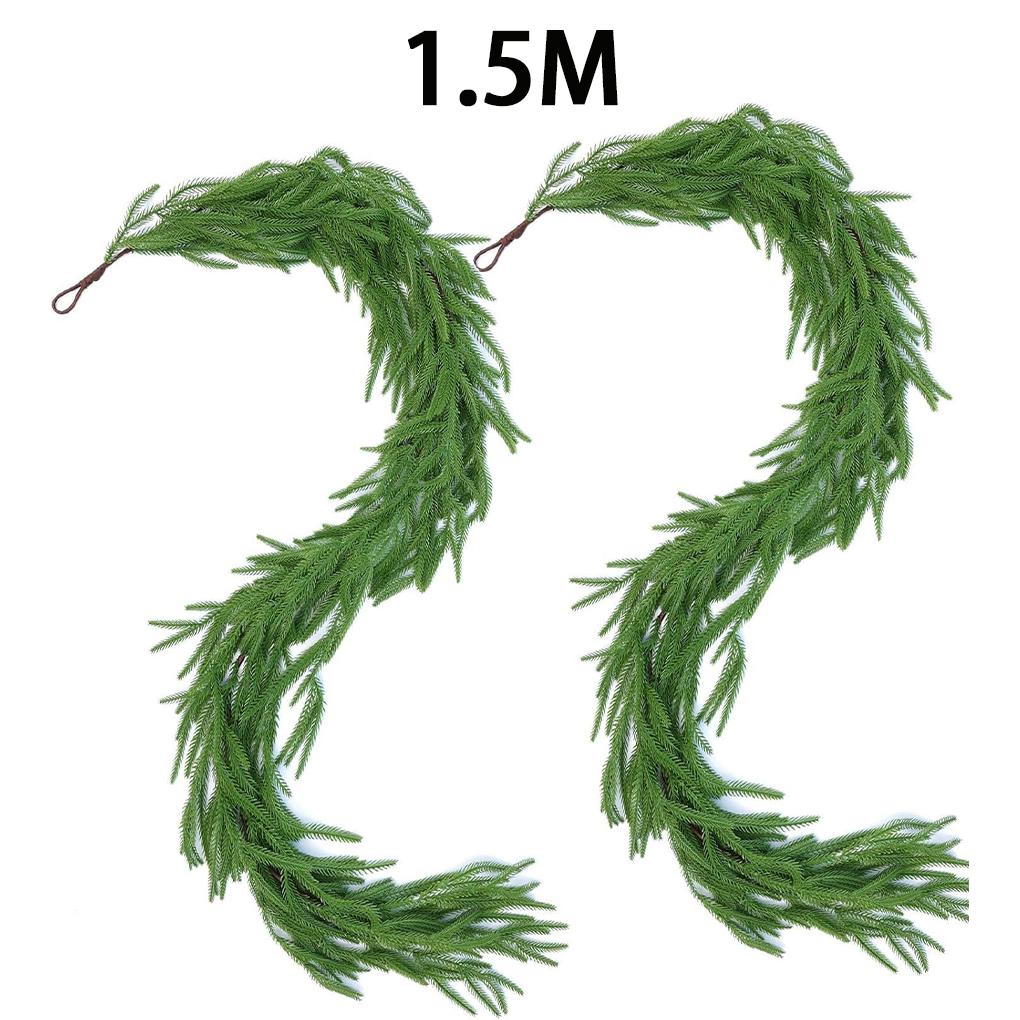 

2 шт./набор Реалистичный сосновый рождественский венок - Искусственная зеленая гирлянда для внутреннего/наружного декора Стены Окна Крыльца Украшение