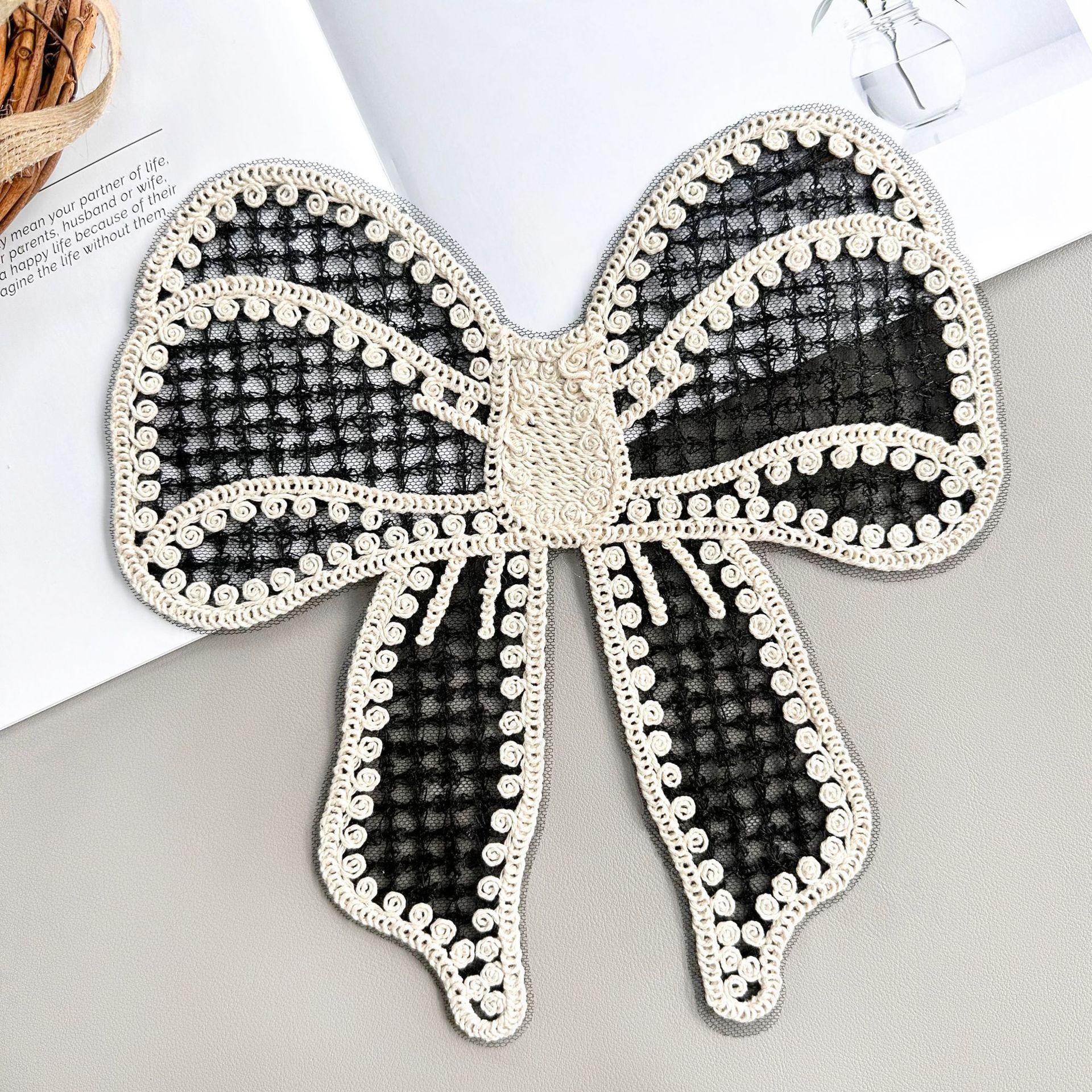 

Mesh Lace Bow Diy Patch Sticker Clothing Top Sweater T-Shirt Decorative Accessories Cloth Sticker Accessories 55805 apricot black background