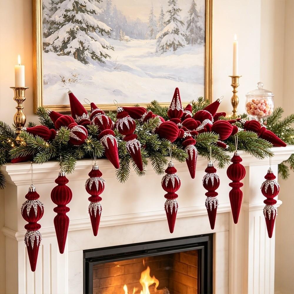 Sparkling Christmas Flocked Balls Set Flocked Hanging Decorations Christmas