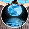 Celestial Bodies Moon Blue Night Sky Round Beach Blanket Super Soft Polyester Absorbent and Sandproof Beach Towel Picnic Blanket