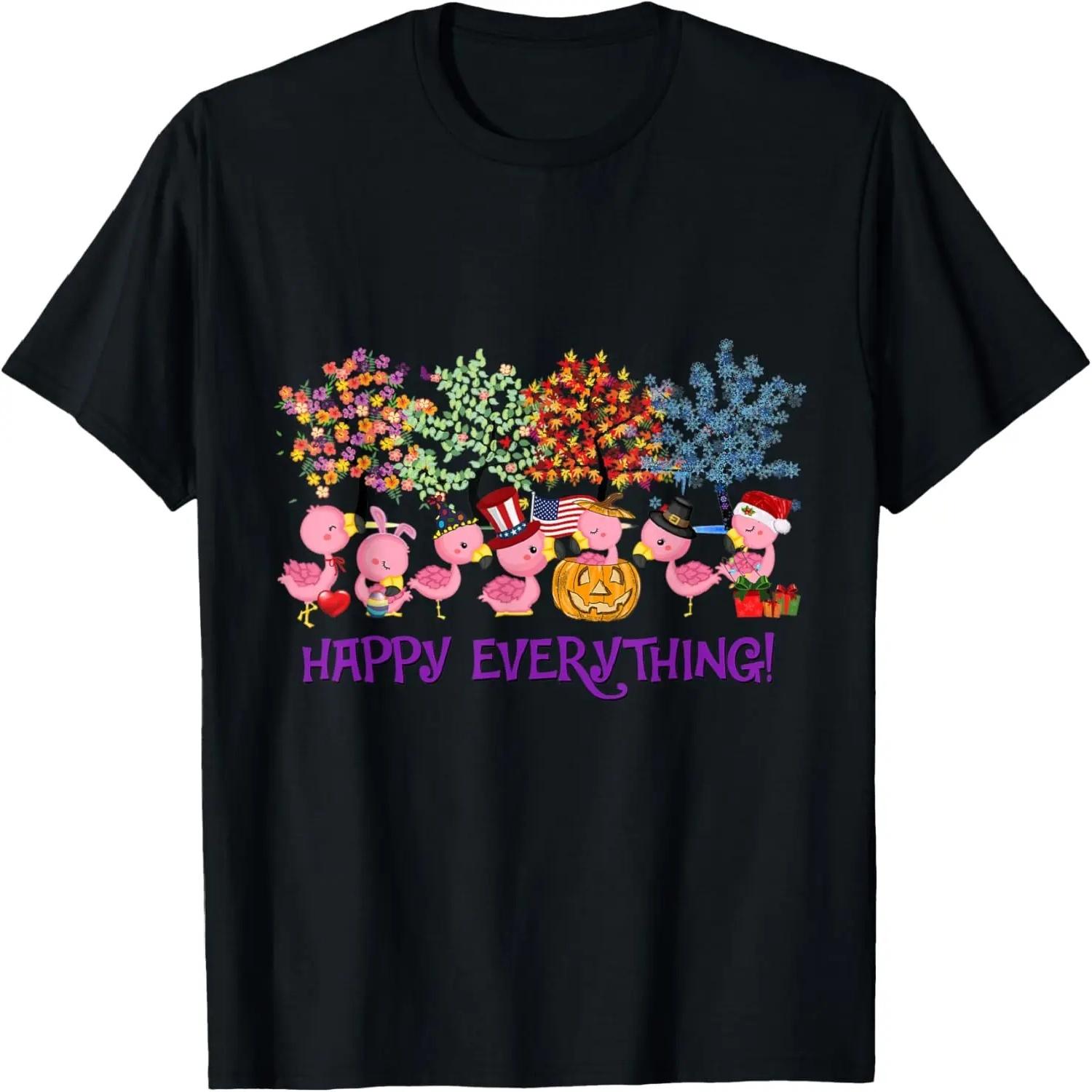 

Flamingo Happy everything for Thanksgiving Christmas Holiday T-Shirt XXXXXL чорний