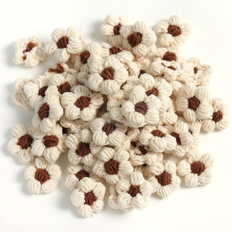 10pcs Hand-knitted Flower Applique Sew r For Clothes Shoes Hats Craft Diy Hair Clip Wedding Hats Decorative Accessories