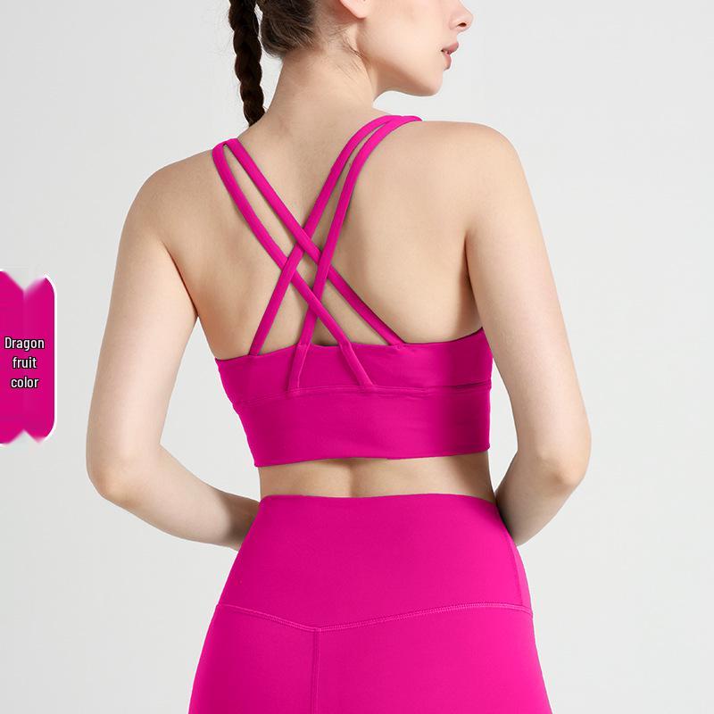 European & American Crisscross Back Sports Bra – Shockproof Running & Yoga Attire for Women