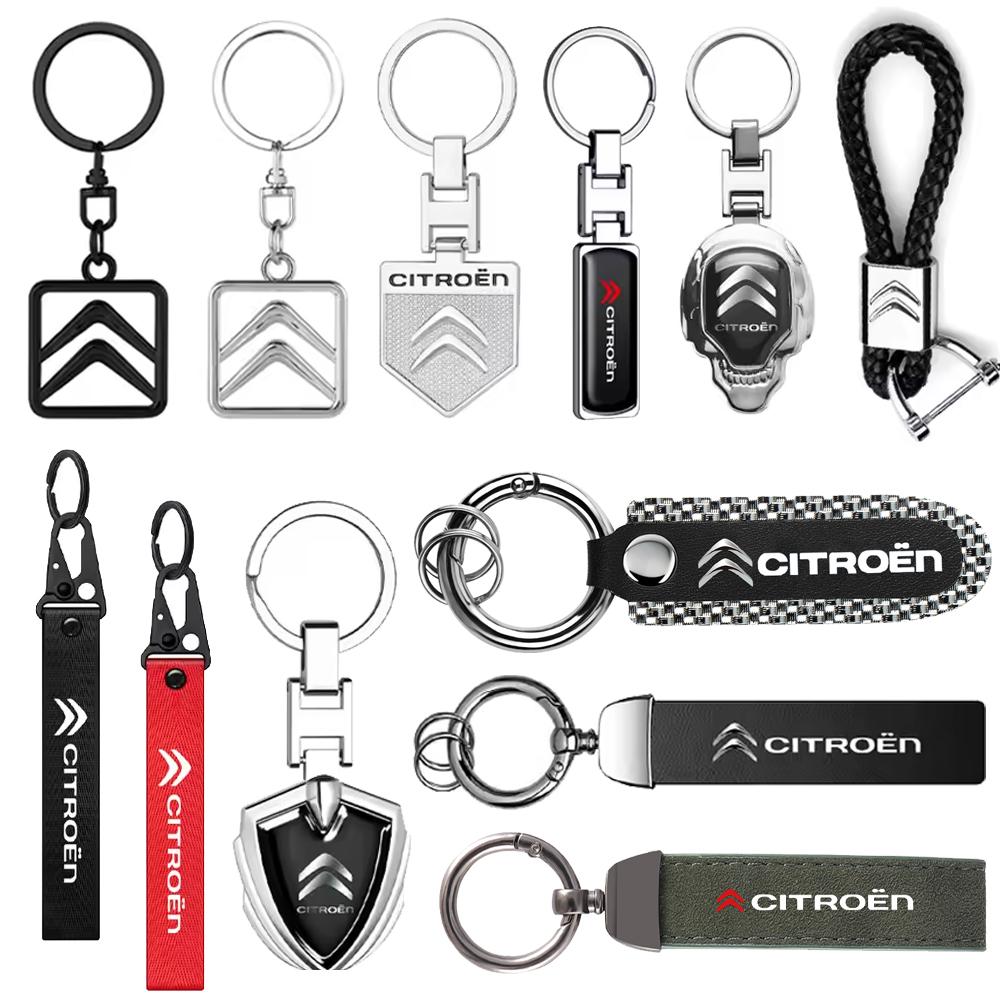 For Citroen C4 C-Elysee C2 C6 C4L Picasso C3 Aircross C5 Aircross 3D Alloy Car Styling Keychain Key Rings Pendants valve cap xkdf64
