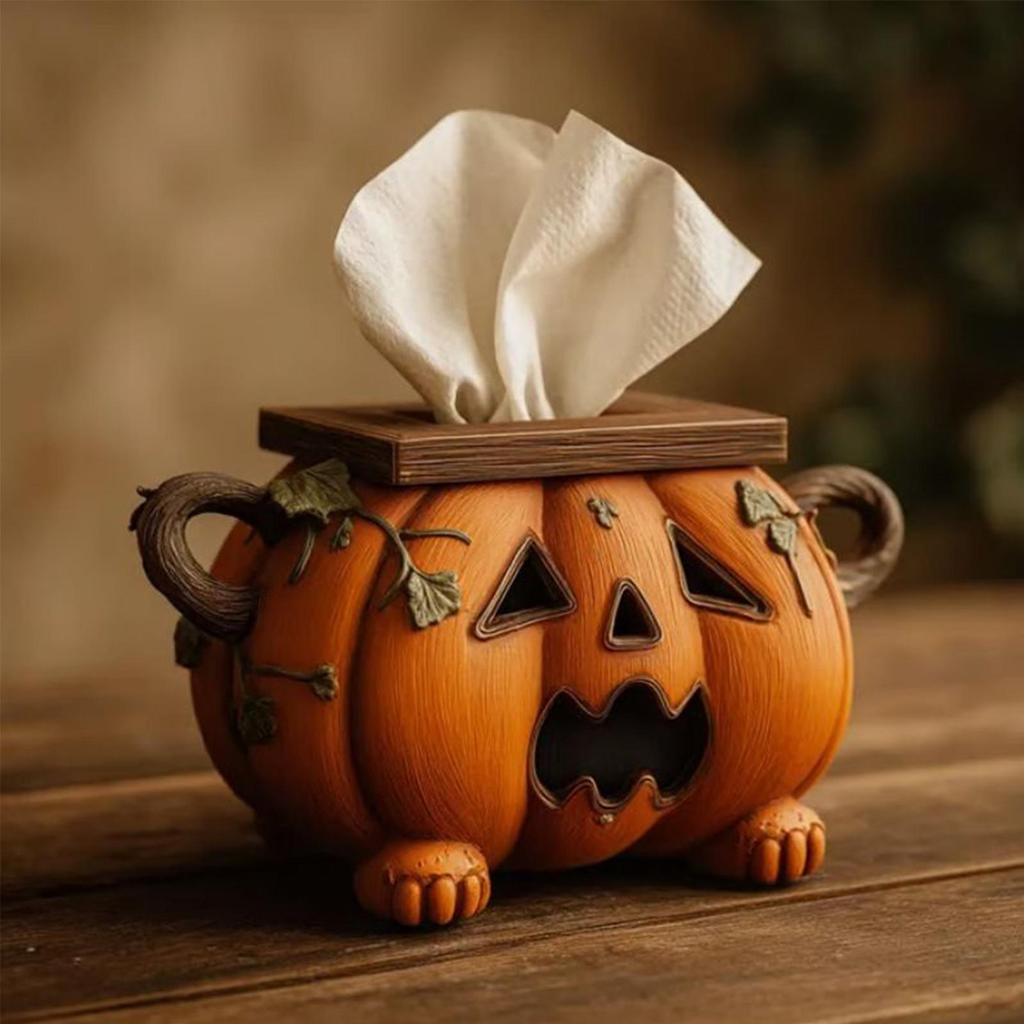 Halloween Pumpkin Tissue Box Holder Halloween Cute Scary Pumpkin Tissue Box Halloween Interior Decoration Horror Style tissueBox