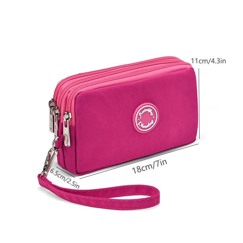 Multi-Zipper Waterproof Wrist Bag, Portable Phone & Card Holder Handbag