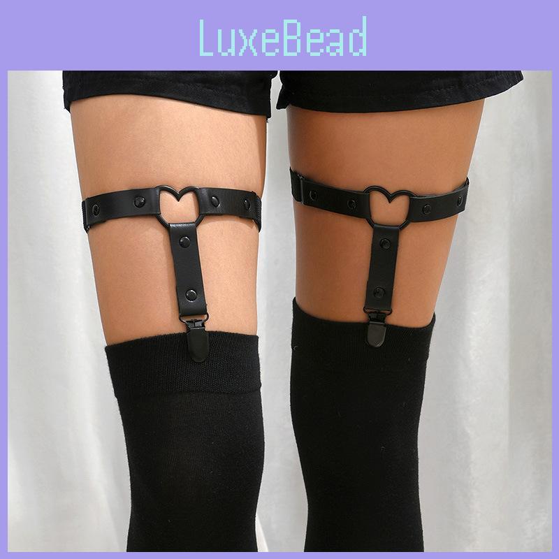Black Heart Sock Clips With Adjustable Tightening For Punk Style Cosplay Accessory