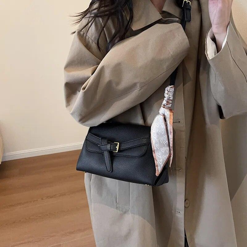 Damskie małe torby na ramię ze skóry PU 2024 moda marka projektant Trend torebki i portmonetki ze wstążką