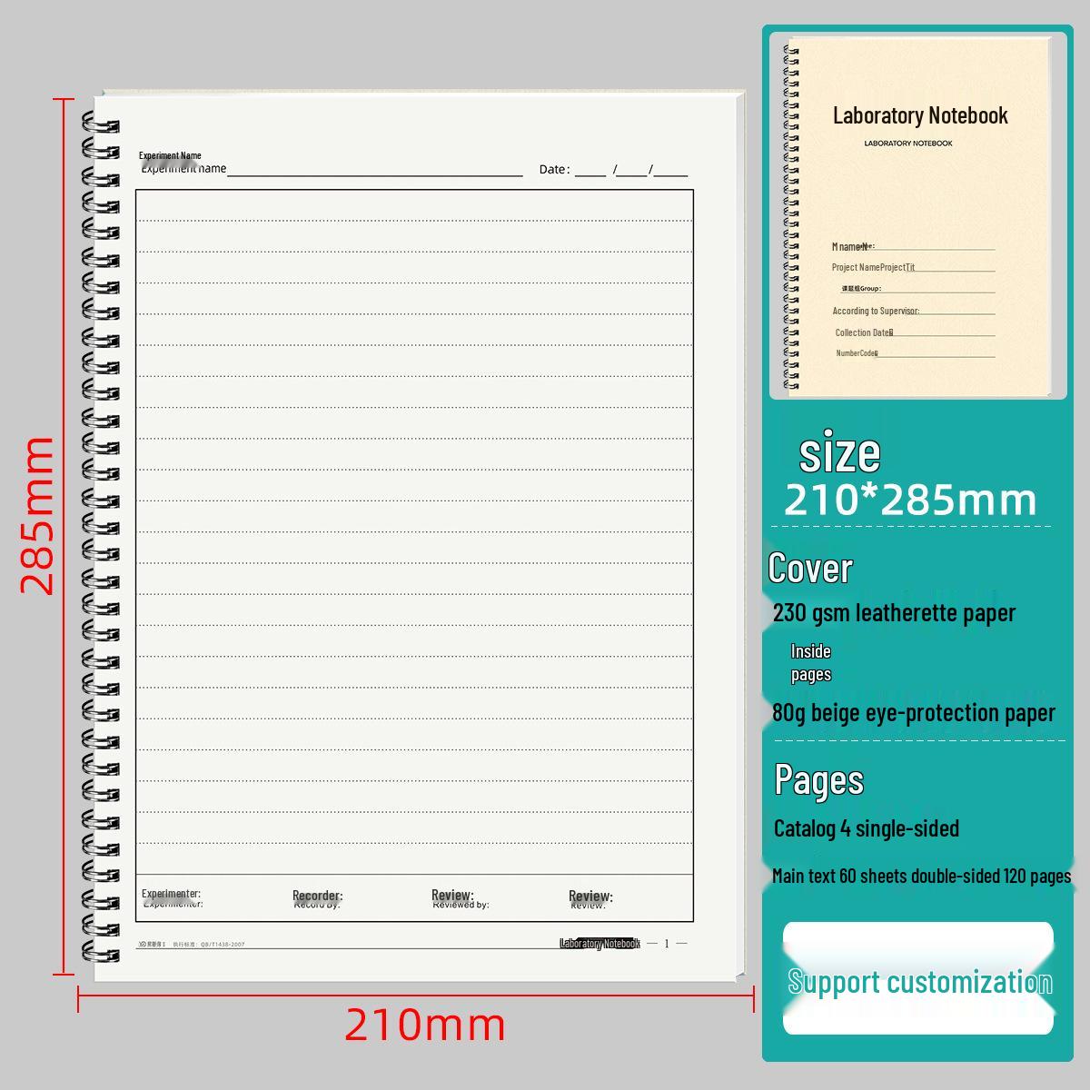 Coil-Bound Scientific Laboratory Logbook with Page Numbers for University Chemistry and Biology