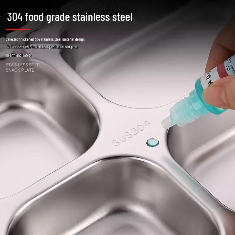 Stainless Steel Divided Lunch Plate with Bowl - 2 Pack