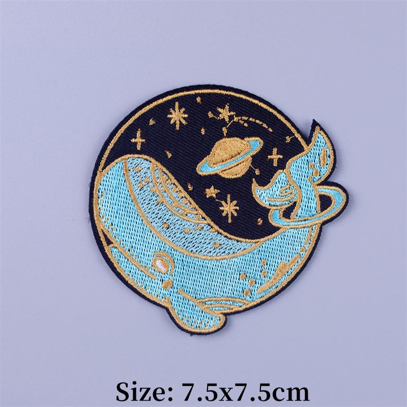 Outdoor Scenery Embroidered Patches for Clothing Thermoadhesive Sea Wave Patch Cloudy Rainy and Sunny Iron on Fusible Patch DIY